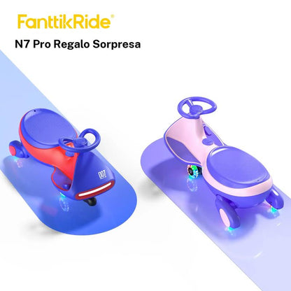 FanttikRide N7 Pro voiture électrique 12 V, avec pédale, batterie, CyberWiggle, voiture balancante 2 en 1, 2 vitesses, anti renversement, roues clignotantes, Bluetooth, à partir de 3 ans, 150 livres