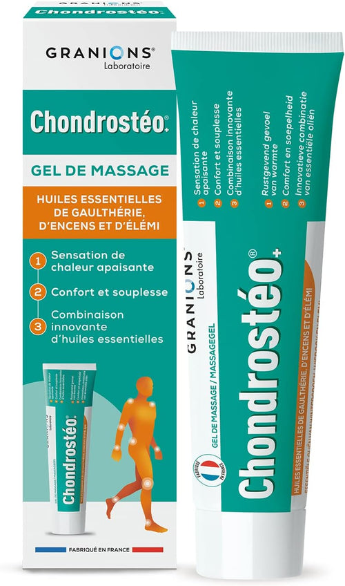 Chondrostéo Gel de Massage Chauffant – Décontractant Musculaire Fort Articulations & Muscles – Huiles Essentielles – Massage Articulations et Muscles – Gel 100 ml