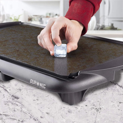 Duronic GP20 Plancha électrique antiadhésive XL 6 à 8 personnes 2000W 52 x 27 cm avec thermostat et bac à jus amovible Cuisson sans ajout de matière grasse idéal pour soirée en famille et amis