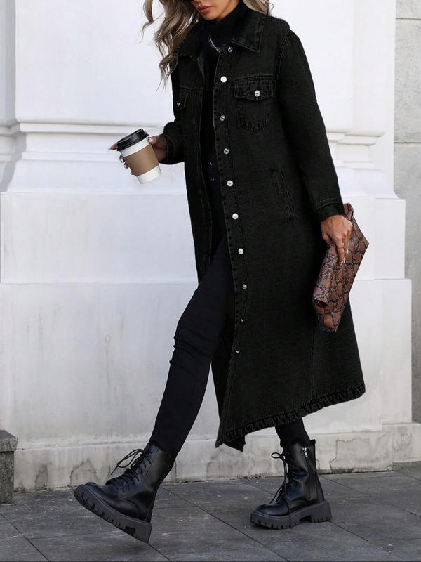 Veste en jean boutonnée pour femme – Élégante et décontractée, manches longues, idéale pour le printemps et l’automne. Parfaite pour un usage quotidien.