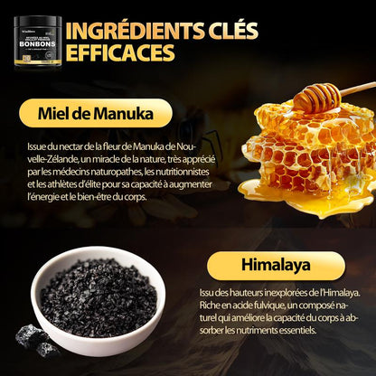 Windboss Gommes de Shilajit Bio – Saveur naturelle de grenade – Sucrées au miel de Manuka – Sans sucre de canne – Formule naturelle et pure – 30 unités