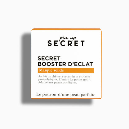 PIN UP SECRET - Secret Booster d'Éclat - Masque Visage Solide au Lait de Chèvre & Curcuma - Nettoyant & Anti-inflammatoire - Élimine les Points Noirs - Tous types de peaux - 30 gr
